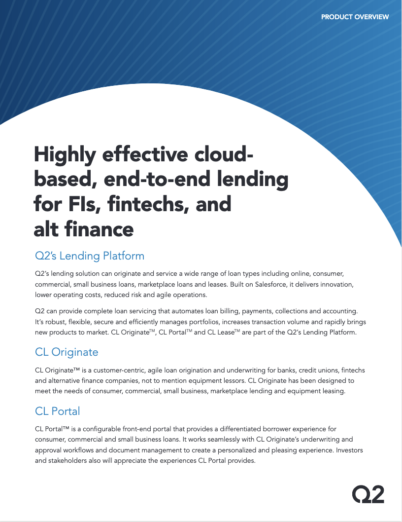 Highly effective cloud-based, end-to-end lending for FIs, fintechs, and alt finance